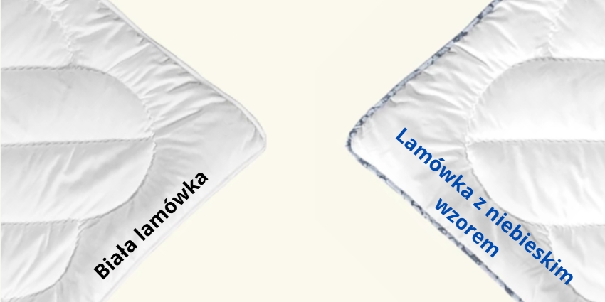 lamówka w kolorze białym lub z niebieskim wzorem