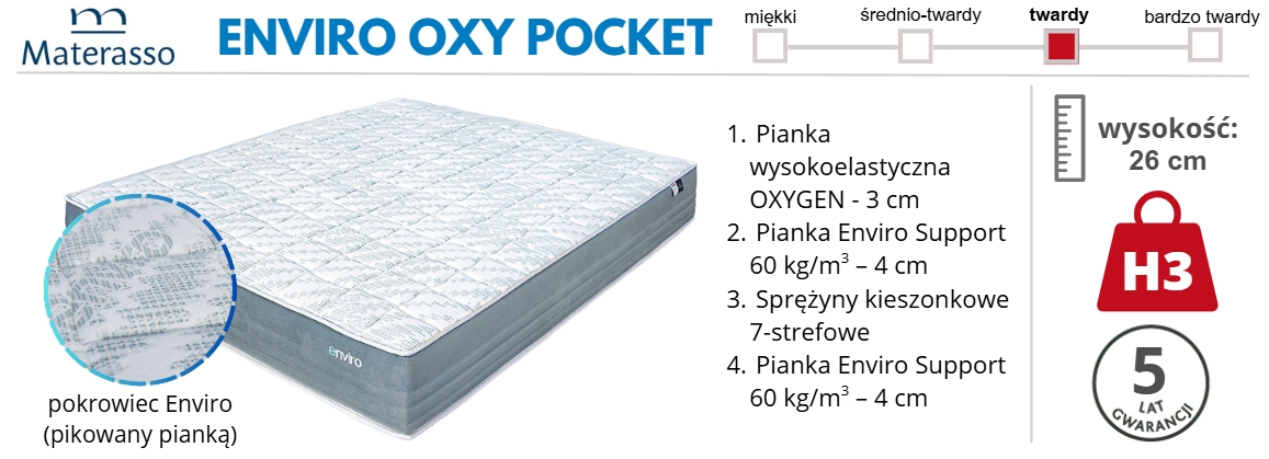 materac Enviro Oxy Pocket - sprężynowy Materasso